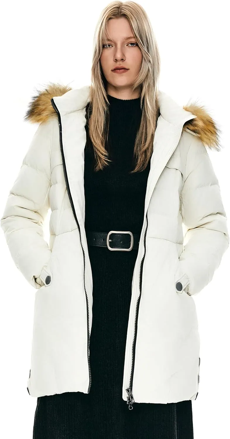 Orolay Women's Winter Down Jacket with Faux Fur Trim Hood