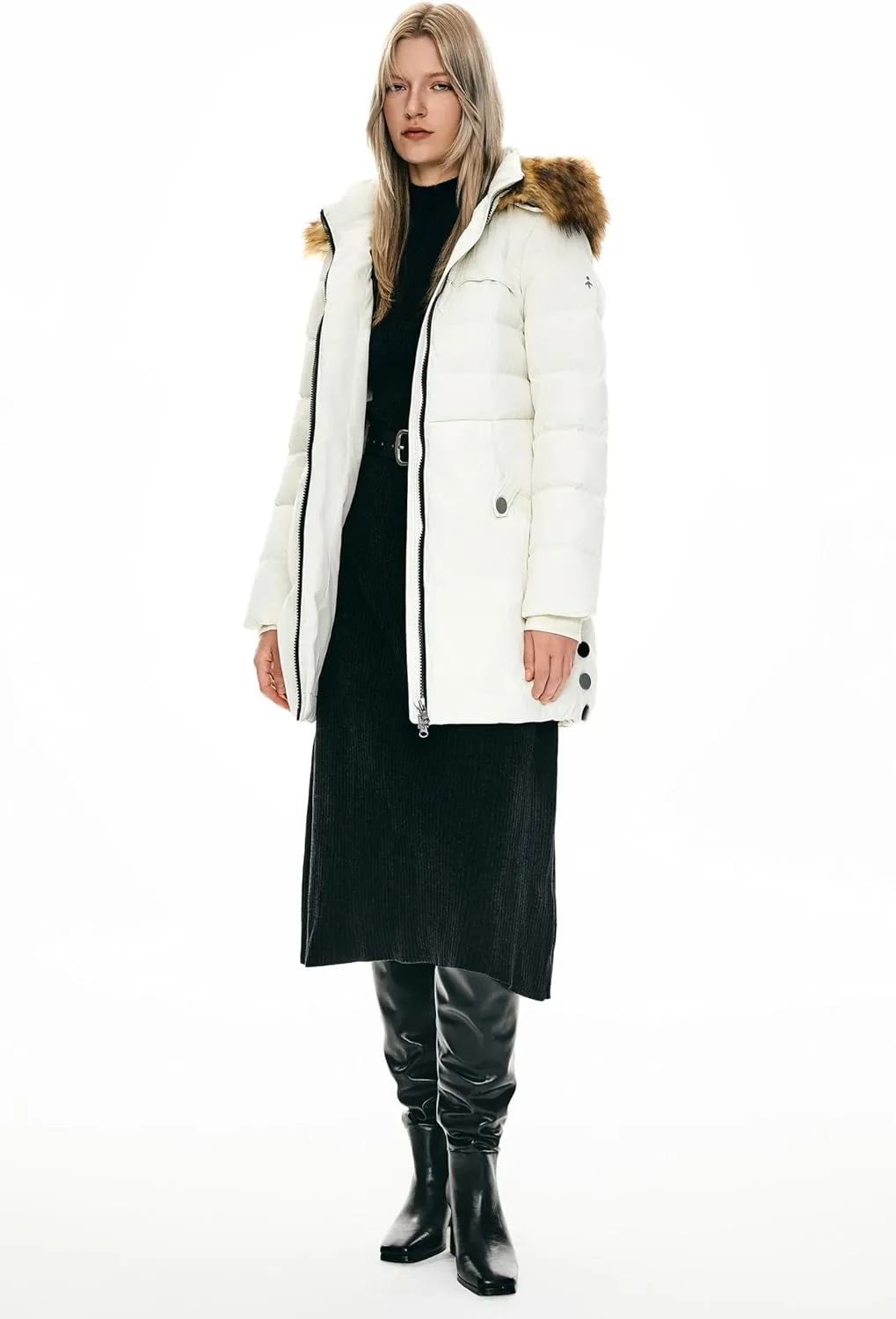 Orolay Women's Winter Down Jacket with Faux Fur Trim Hood
