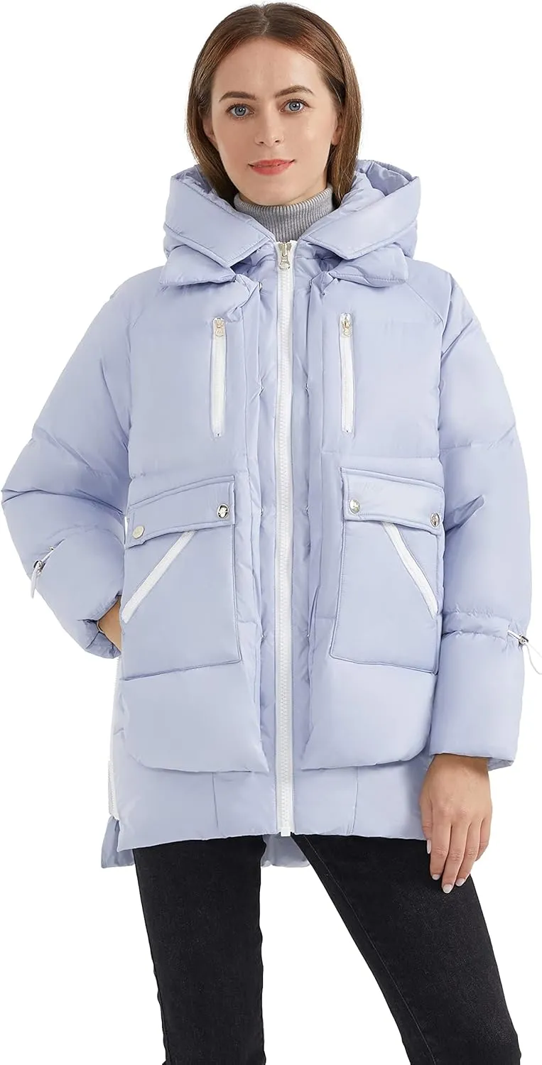 Orolay Women's Winter Thickened Down Coat Windproof Hooded Puffer Jacket with 6 Pockets