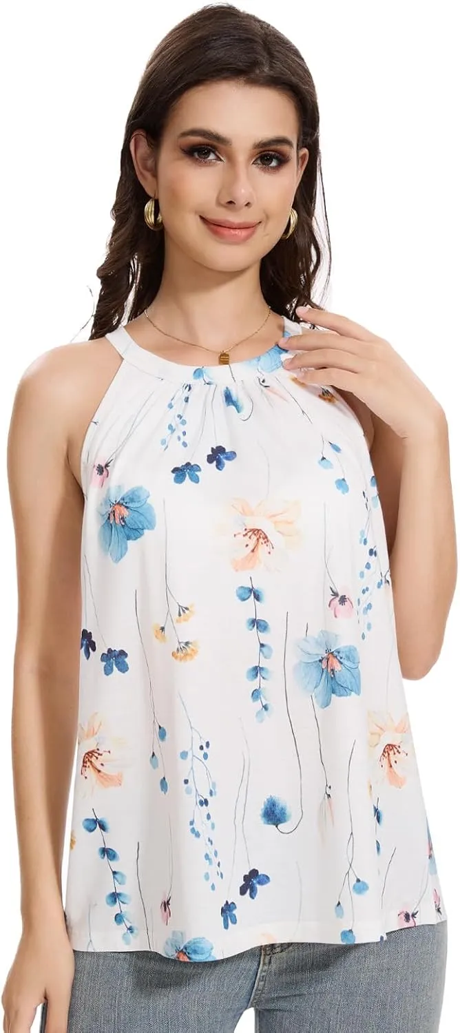 Orrpally Women Tank Tops Built in Bra Halter Tank Top Flowy Sleevless Padded Tank Top