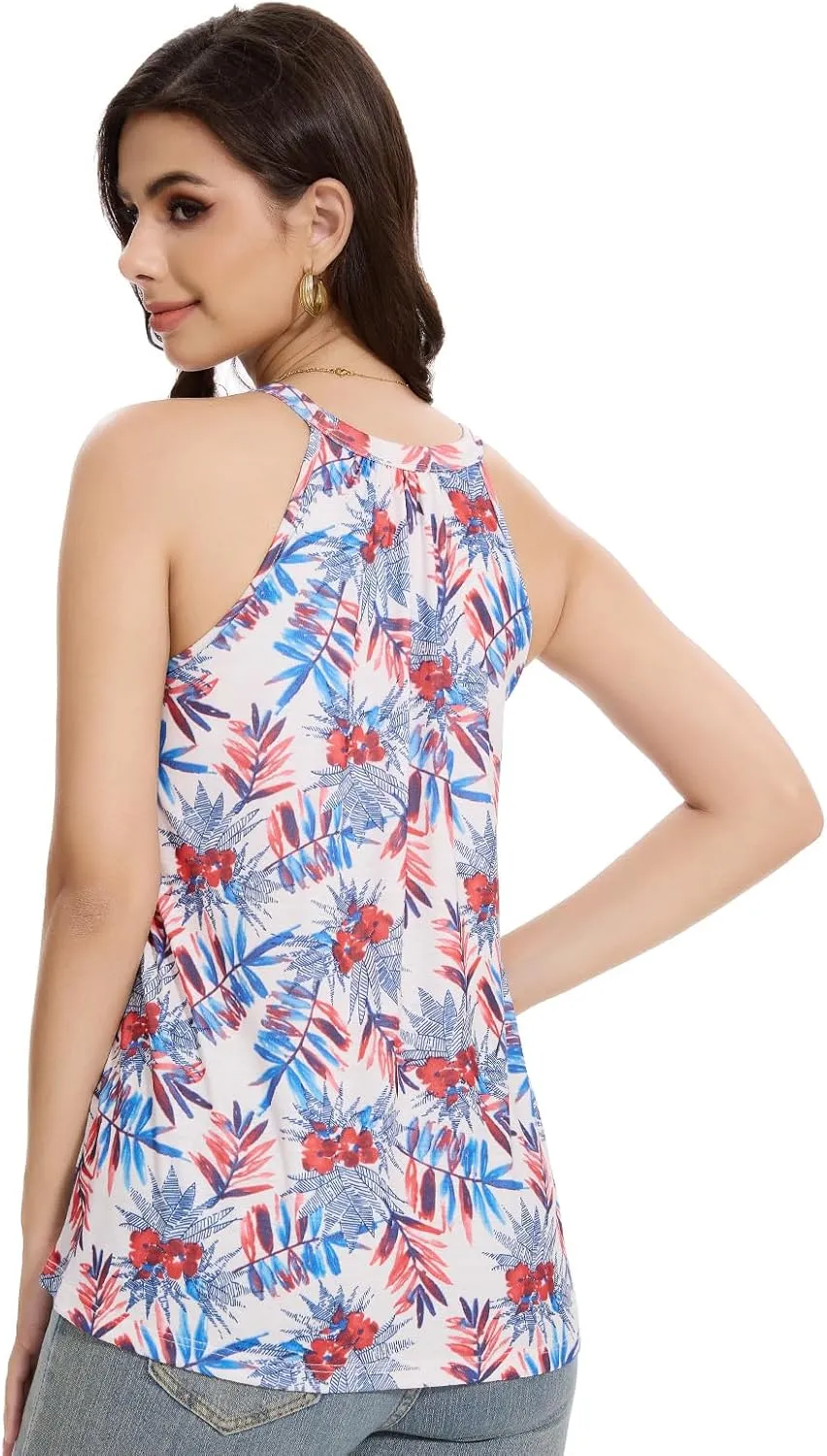 Orrpally Women Tank Tops Built in Bra Halter Tank Top Flowy Sleevless Padded Tank Top
