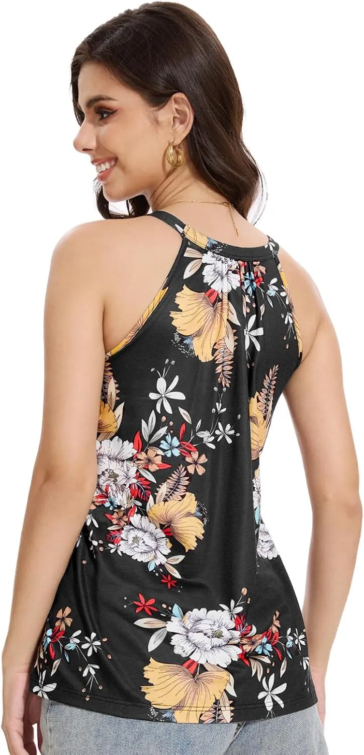 Orrpally Women Tank Tops Built in Bra Halter Tank Top Flowy Sleevless Padded Tank Top