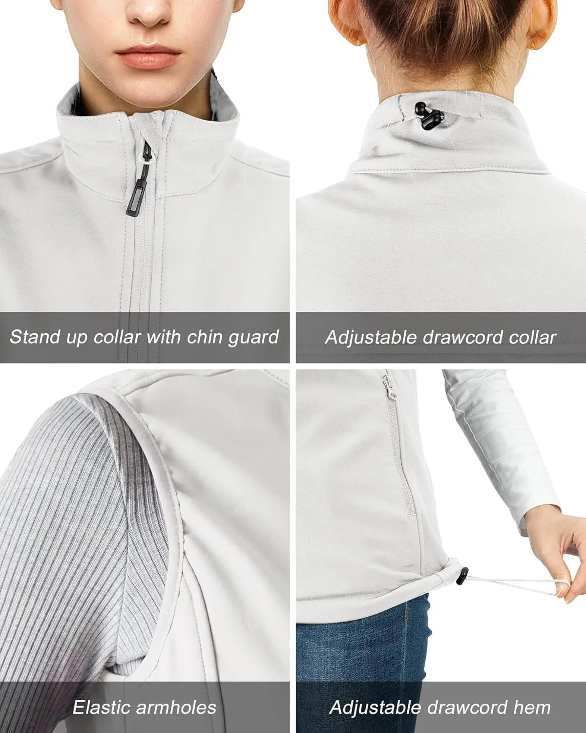 Outdoor Ventures Women's Lightweight Softshell Vest Windproof Fleece Lined Zip Up Sleeveless Jacket for Running Hiking Golf
