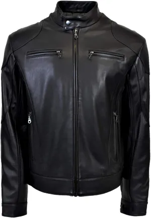 Outfitters Men's Genuine Leather Classic Racing Jacket