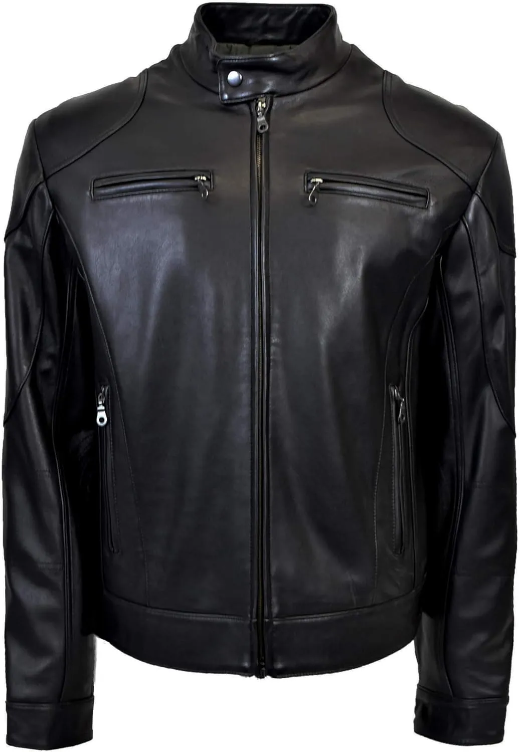 Outfitters Men's Genuine Leather Classic Racing Jacket