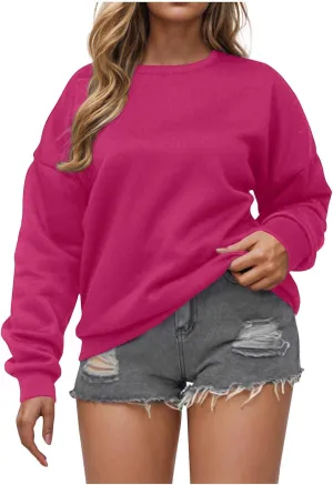 Oversized Crewneck Sweatshirt Women Fall Pullover Fleece Long Sleeve Shirts Teen Girls Cute Sweater Preppy Clothes