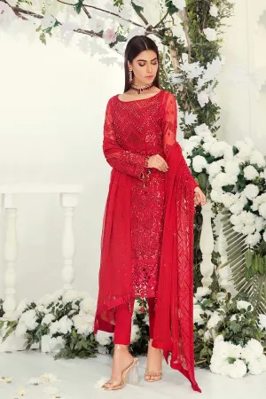 Pakistani Chiffon Suit in Red Color #J6116