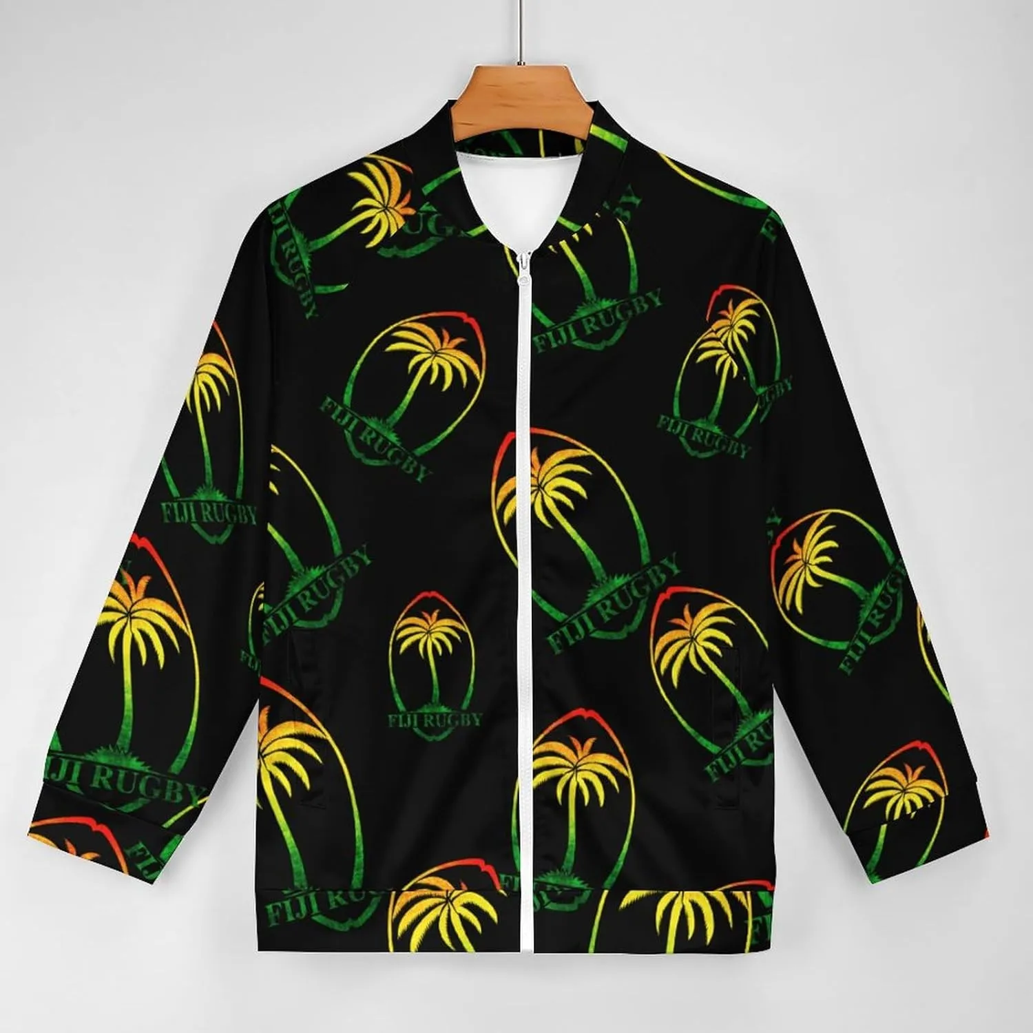 Palm Trees in Jamaica Colors Lightweight Bomber Jacket Men Golf Fashion Coat Track Jackets Casual Windbreaker Shirt