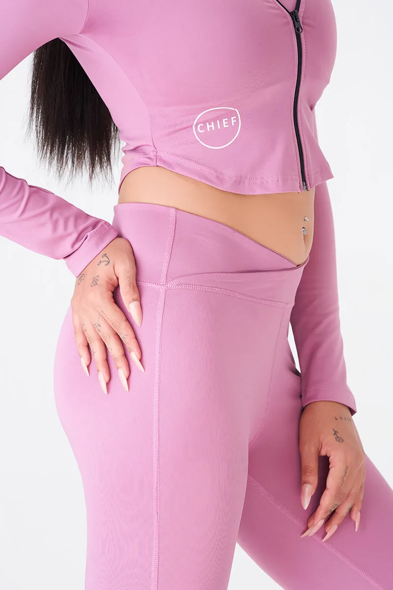 Peach Full Sleeves Zipper Top for a Sleek Gym Look