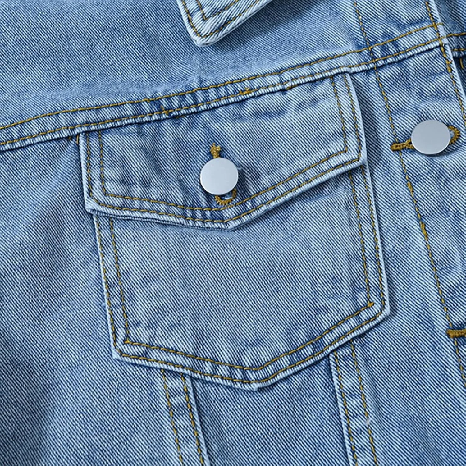 Pearls Denim Jacket For Woemn 3/4 Sleeve Button Down Plus Size Denim Jacket Basic Lapel Trucker Coat