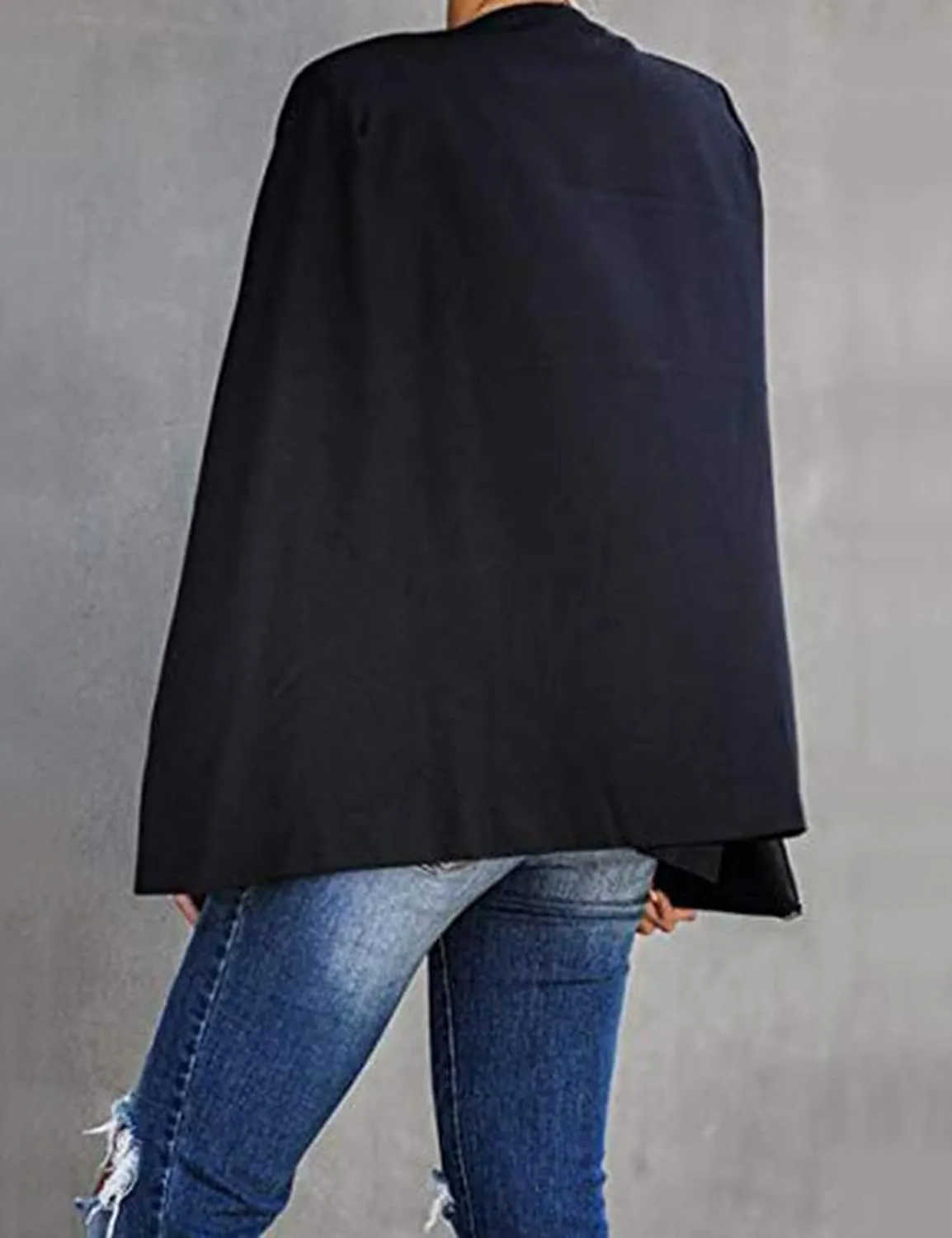 Perbai Womens Casual Cape Blazer Split Sleeve Open Front Work Office OL Blazers Jacket