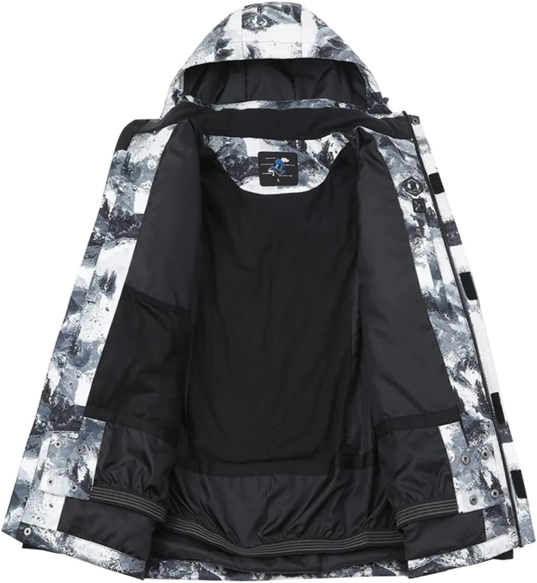 PHIBEE Men's Waterproof Ski Jacket Winter Warm Snow Coat Windproof Hooded Rain Jacket
