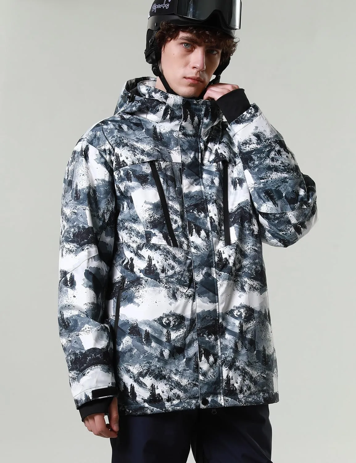 PHIBEE Men's Waterproof Ski Jacket Winter Warm Snow Coat Windproof Hooded Rain Jacket
