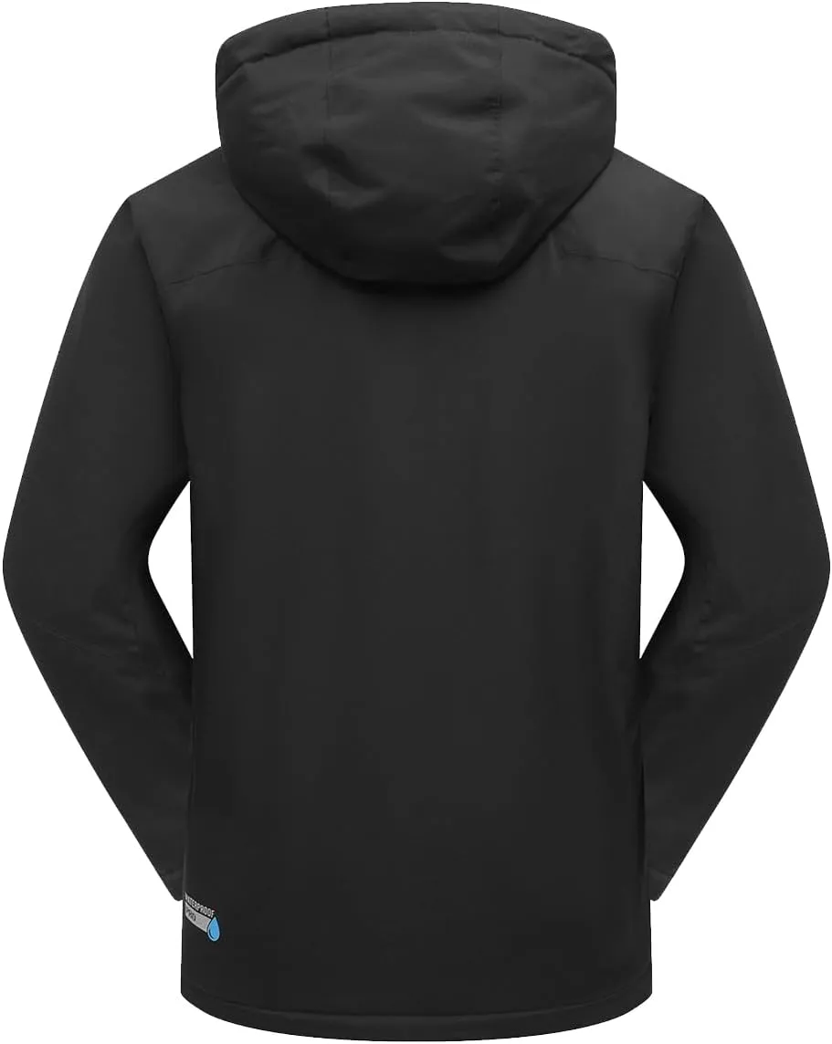 PHIBEE Men's Waterproof Ski Jacket Winter Warm Snow Coat Windproof Hooded Rain Jacket