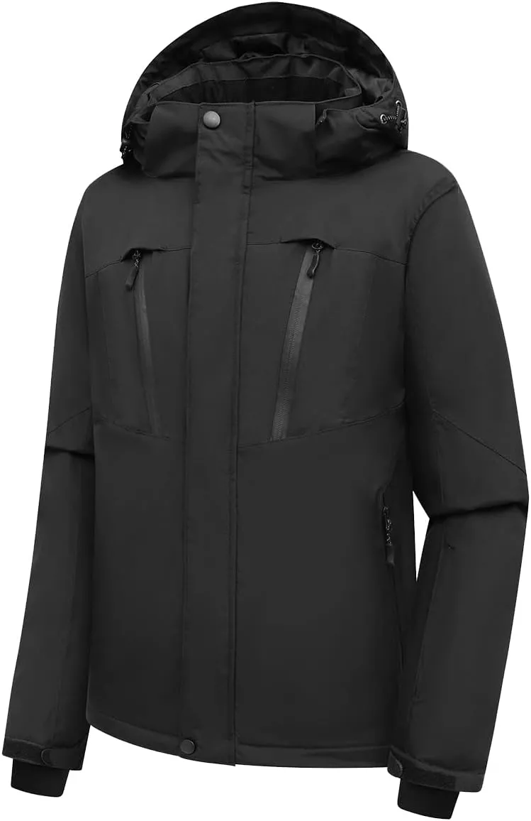 PHIBEE Men's Waterproof Ski Jacket Winter Warm Snow Coat Windproof Hooded Rain Jacket