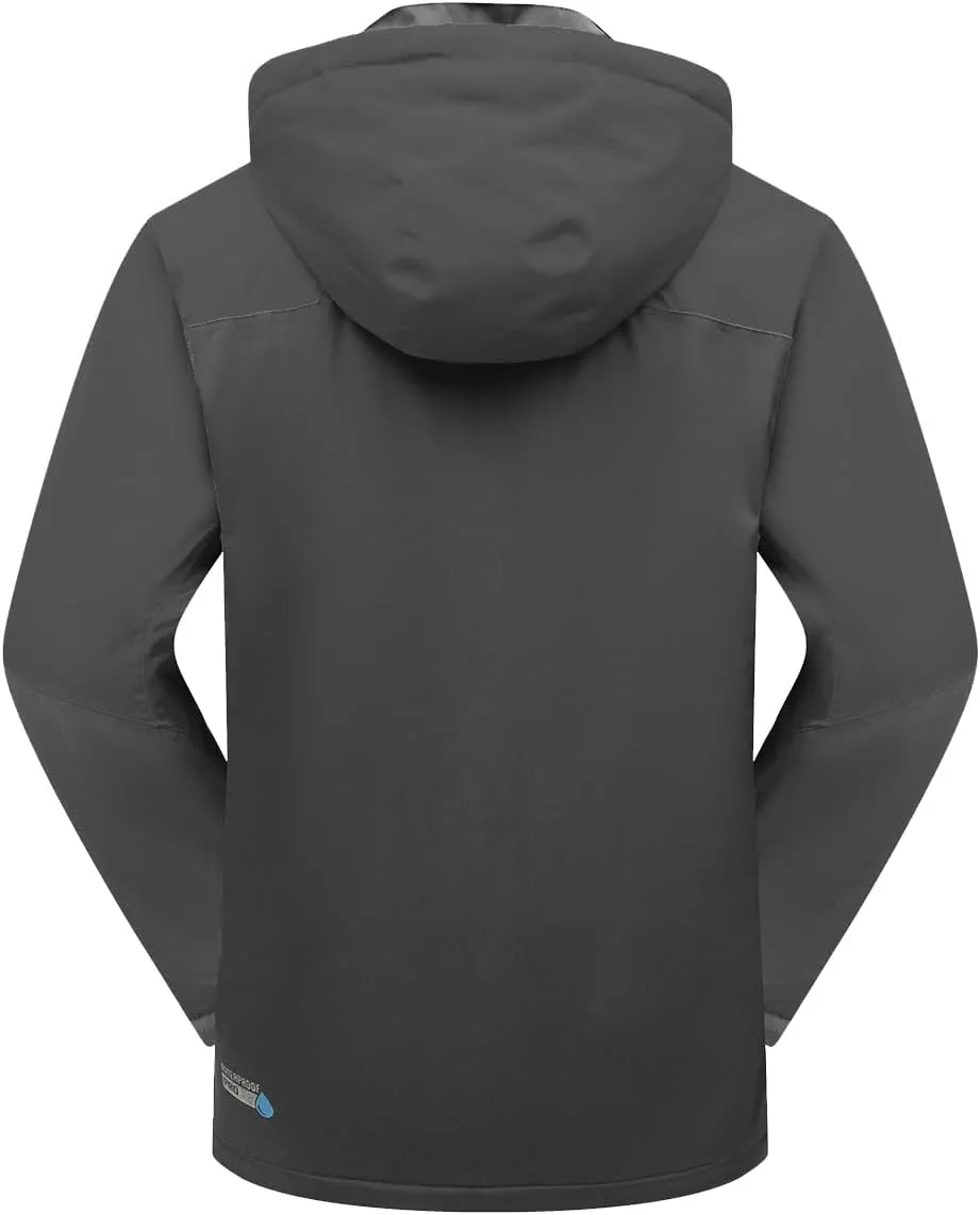 PHIBEE Men's Waterproof Ski Jacket Winter Warm Snow Coat Windproof Hooded Rain Jacket