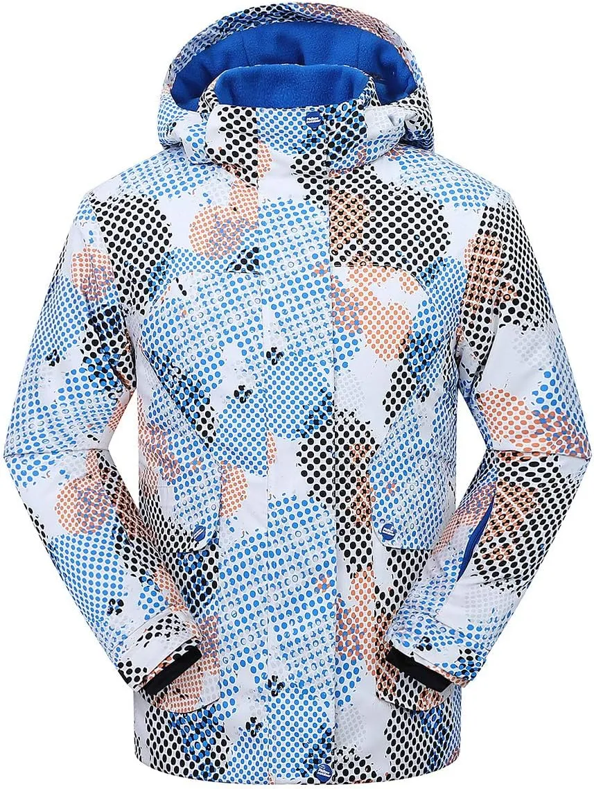 PHIBEE Men's Waterproof Ski Jacket Winter Warm Snow Coat Windproof Hooded Rain Jacket