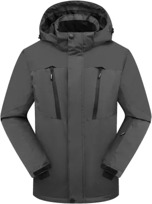 PHIBEE Men's Waterproof Ski Jacket Winter Warm Snow Coat Windproof Hooded Rain Jacket