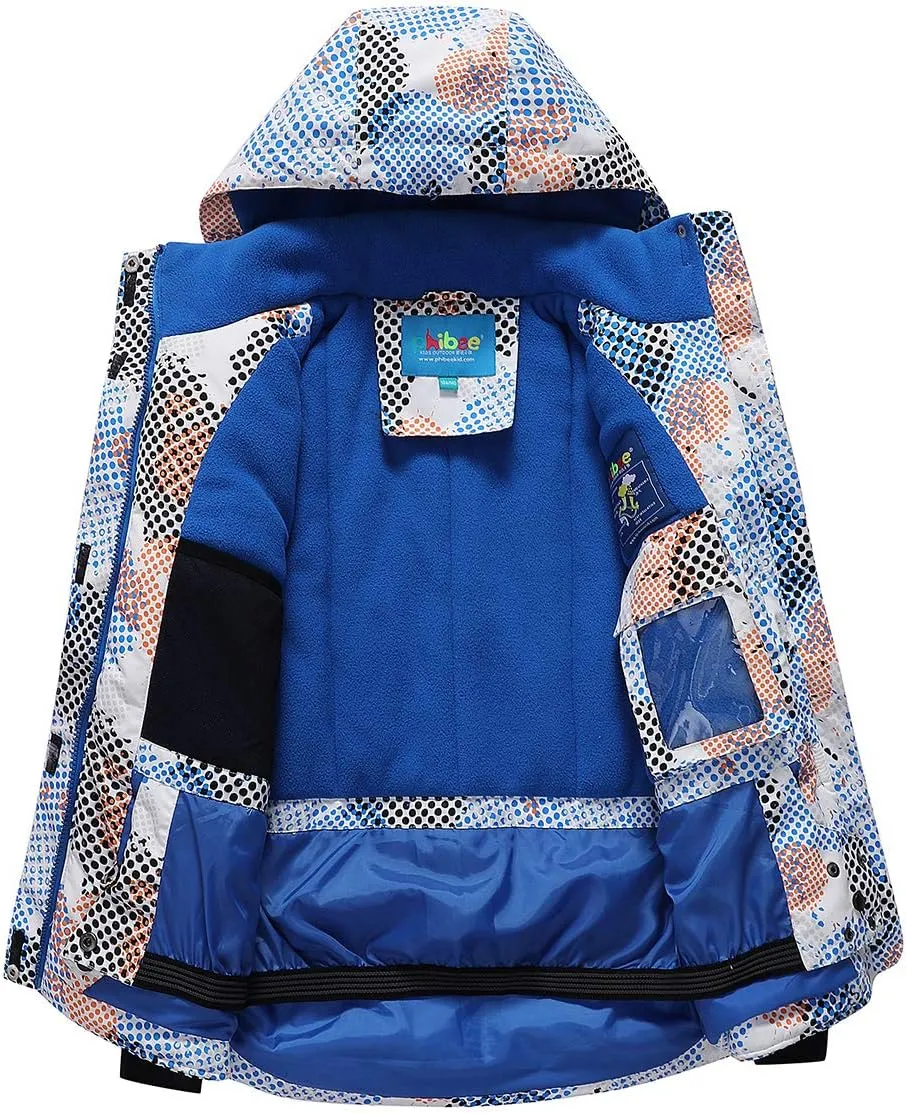 PHIBEE Men's Waterproof Ski Jacket Winter Warm Snow Coat Windproof Hooded Rain Jacket