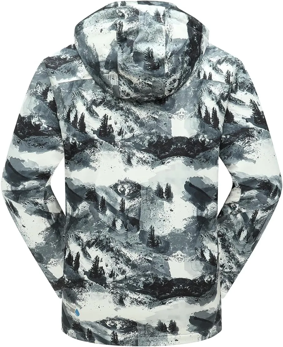 PHIBEE Men's Waterproof Ski Jacket Winter Warm Snow Coat Windproof Hooded Rain Jacket