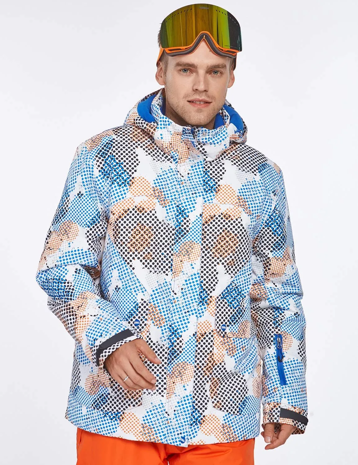 PHIBEE Men's Waterproof Ski Jacket Winter Warm Snow Coat Windproof Hooded Rain Jacket