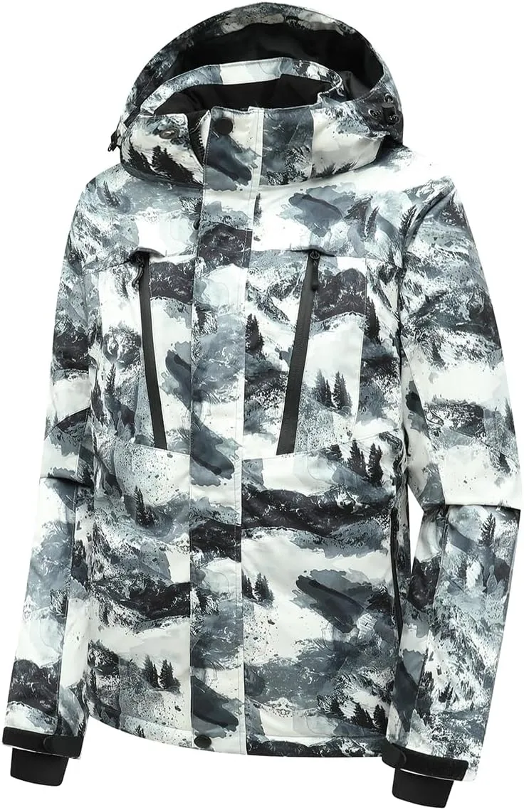 PHIBEE Men's Waterproof Ski Jacket Winter Warm Snow Coat Windproof Hooded Rain Jacket