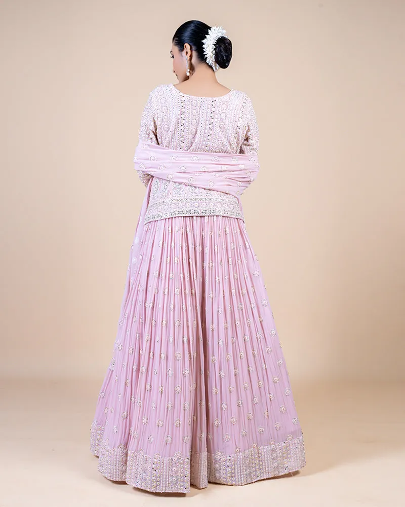 Pink Sharara Set with Zari Buti Embellishments and Tassels on Dupatta