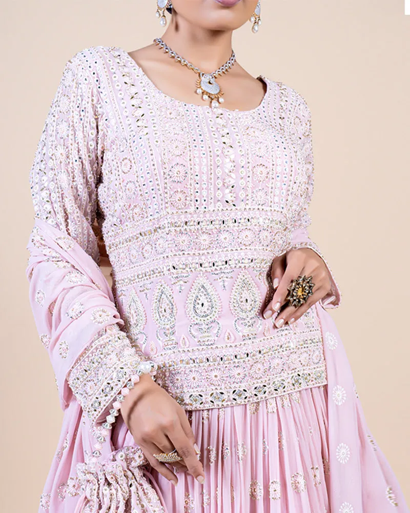 Pink Sharara Set with Zari Buti Embellishments and Tassels on Dupatta