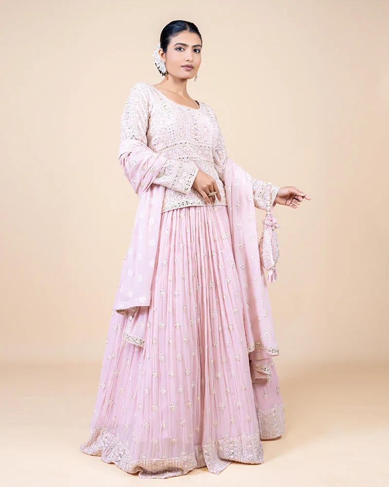 Pink Sharara Set with Zari Buti Embellishments and Tassels on Dupatta