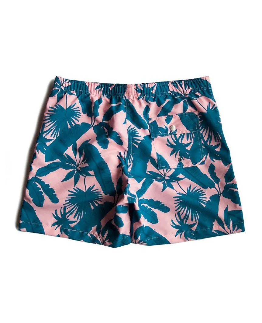 Pink Tropical Palms Swim Trunk
