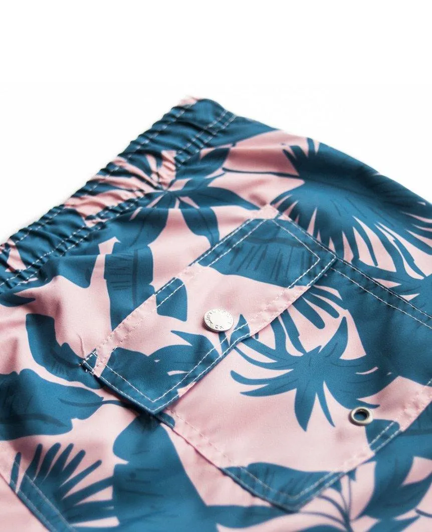 Pink Tropical Palms Swim Trunk