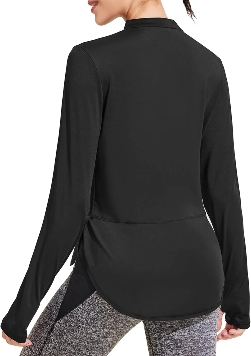 PINSPARK Women's Long Sleeve Workout Tops V Neck Athletic Yoga Shirts with Thumb Holes Quick Dry Gym Tops Loose Fit