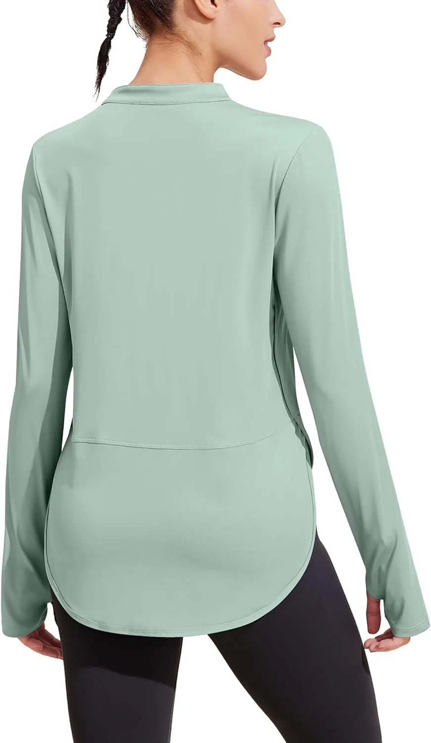 PINSPARK Women's Long Sleeve Workout Tops V Neck Athletic Yoga Shirts with Thumb Holes Quick Dry Gym Tops Loose Fit