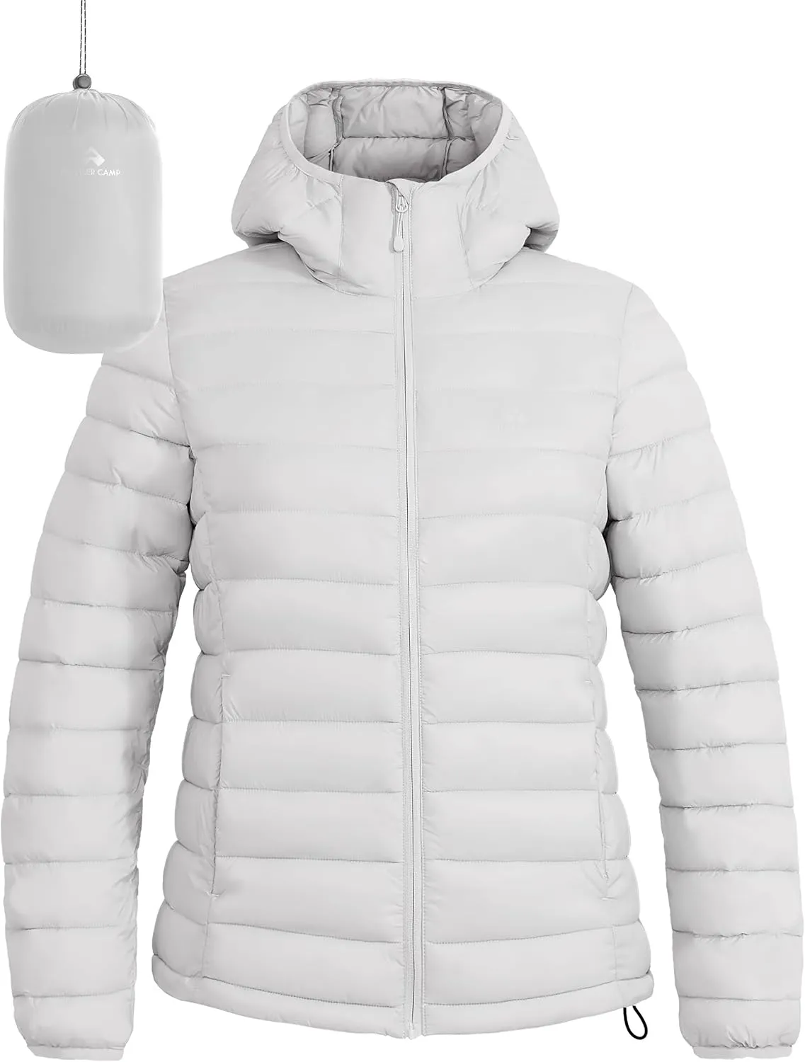 Pioneer Camp Women's Packable Puffer Jacket Winter Light Weight Water-Repellent Quilted Coat with Hood