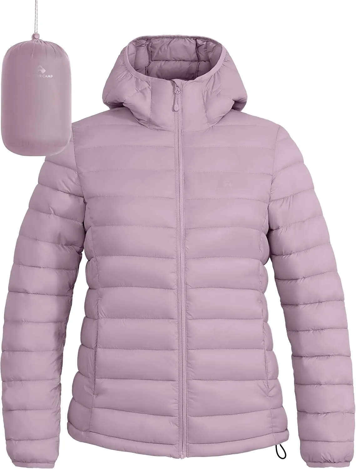 Pioneer Camp Women's Packable Puffer Jacket Winter Light Weight Water-Repellent Quilted Coat with Hood