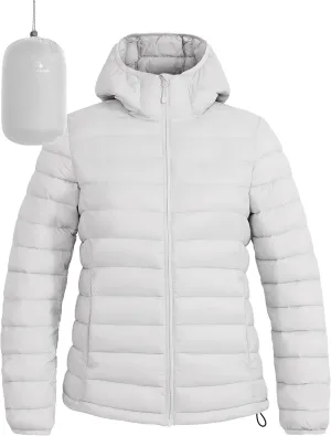 Pioneer Camp Women's Packable Puffer Jacket Winter Light Weight Water-Repellent Quilted Coat with Hood