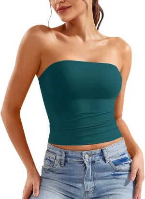 Plus Size Cotton Bandeau Tube Top Strapless Y2K Crop for Beach or Going Out Summer Fashion Slim Fit Comfy Tops