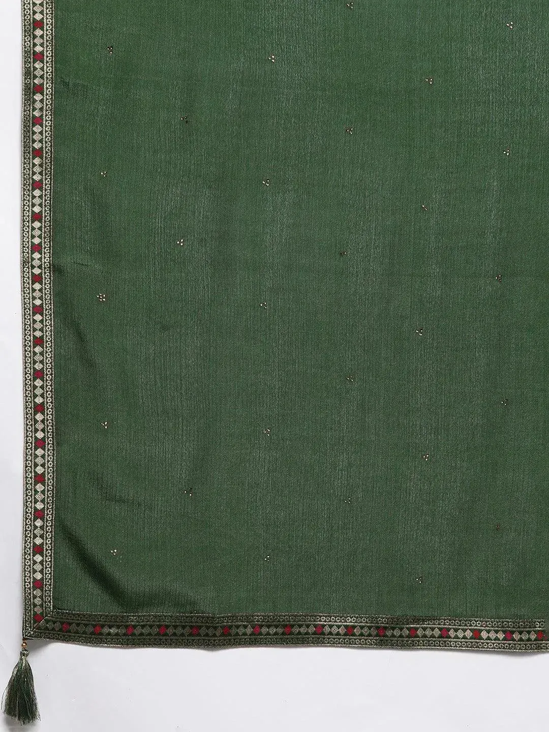 Plus Size Green Self Design Silk Blend Straight Kurta With Dupatta
