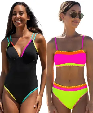 popvil Women's Tummy Control Swimsuits One Piece