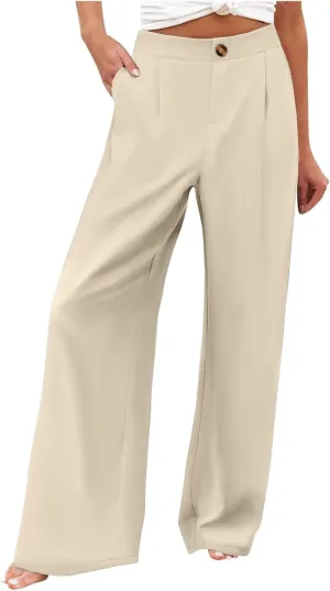 PTOLOCIF Palazzo Pants for Women,Baggy Linen Pants Summer Lightweight High Waist Palazzo Pants Loose Straight Leg Pants