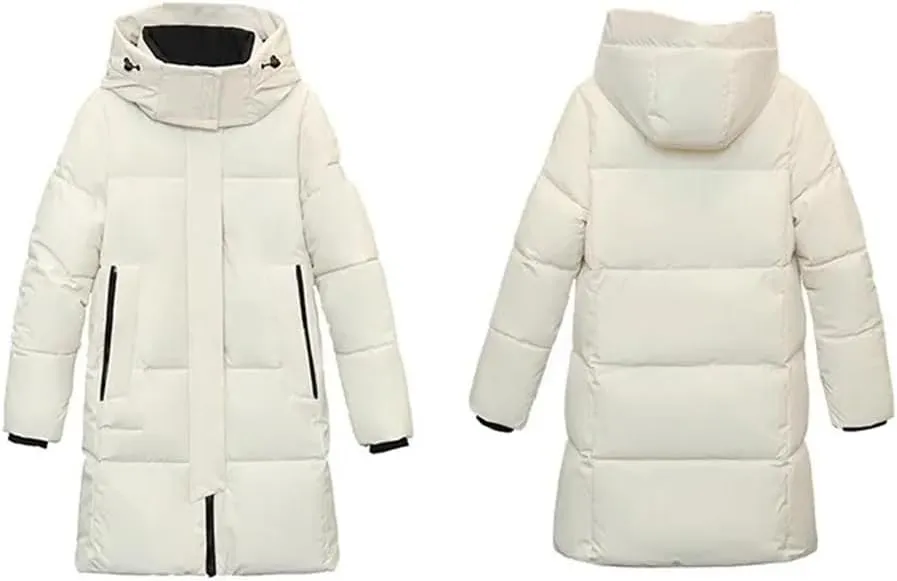 Pulcykp Women Thickend Down Cotton Jacket Winter Warm Mid-Length Cotton-Padded Warm Coat
