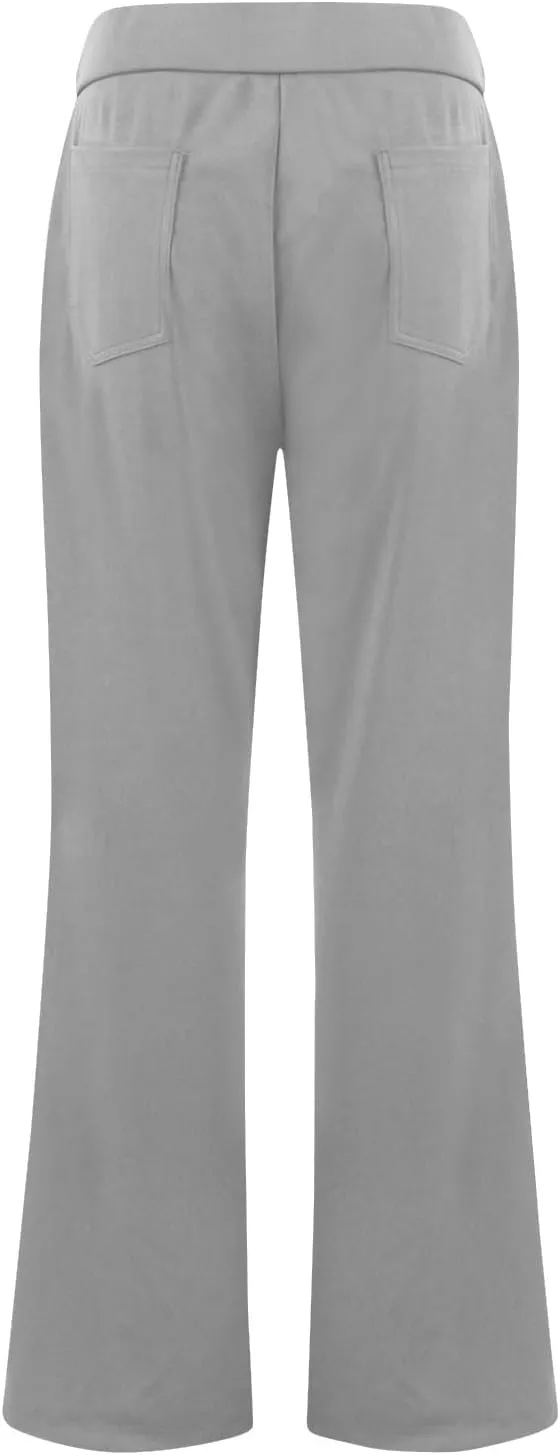 Pull On Dress Pants for Women Stretchy Office Work Bootcut Yoga Pants Business Casual Flare Leggings with Pockets