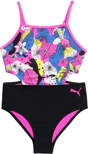 PUMA Girls' One Piece Bathing Suit, Athletic Swimsuit, Quick Dry