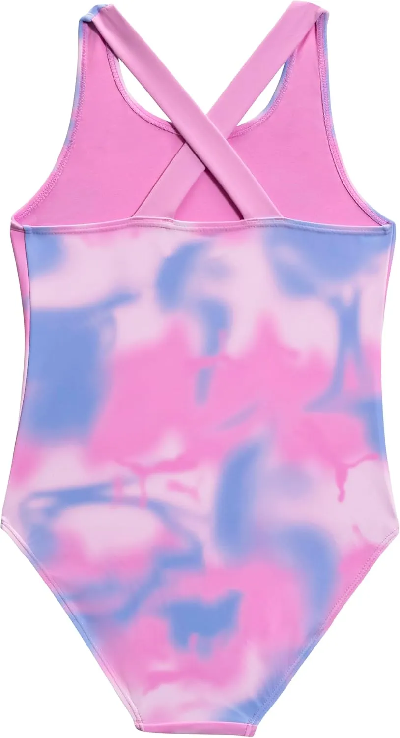 PUMA Girls' One Piece Bathing Suit, Athletic Swimsuit, Quick Dry