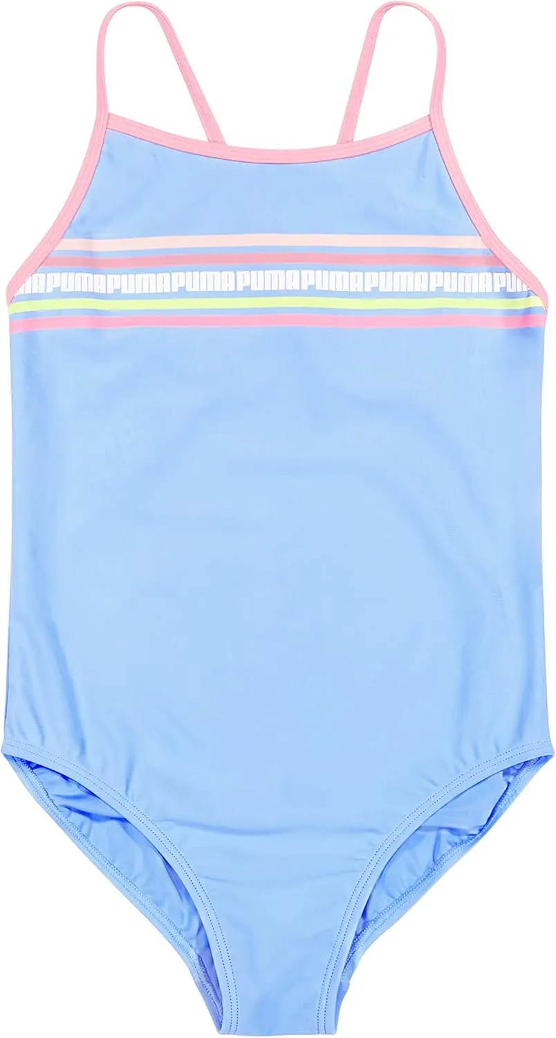 PUMA Girls' One Piece Bathing Suit, Athletic Swimsuit, Quick Dry
