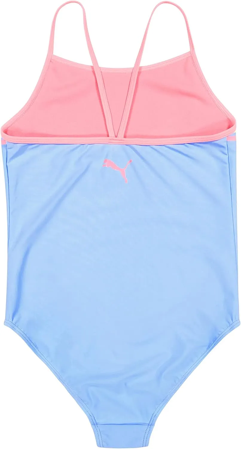 PUMA Girls' One Piece Bathing Suit, Athletic Swimsuit, Quick Dry