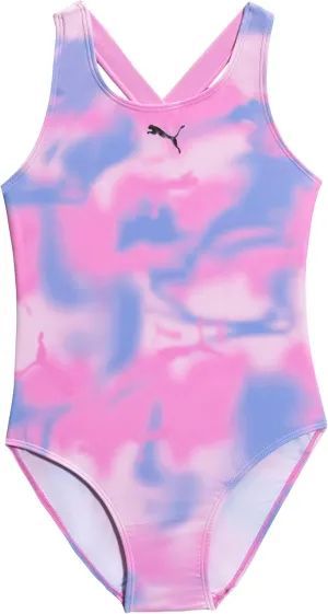 PUMA Girls' One Piece Bathing Suit, Athletic Swimsuit, Quick Dry