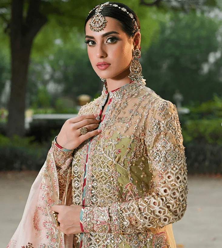 Qalamkar Singhar Net Embroidered Hand Work 3 Pc Unstitched Suits RF-07 HALENA