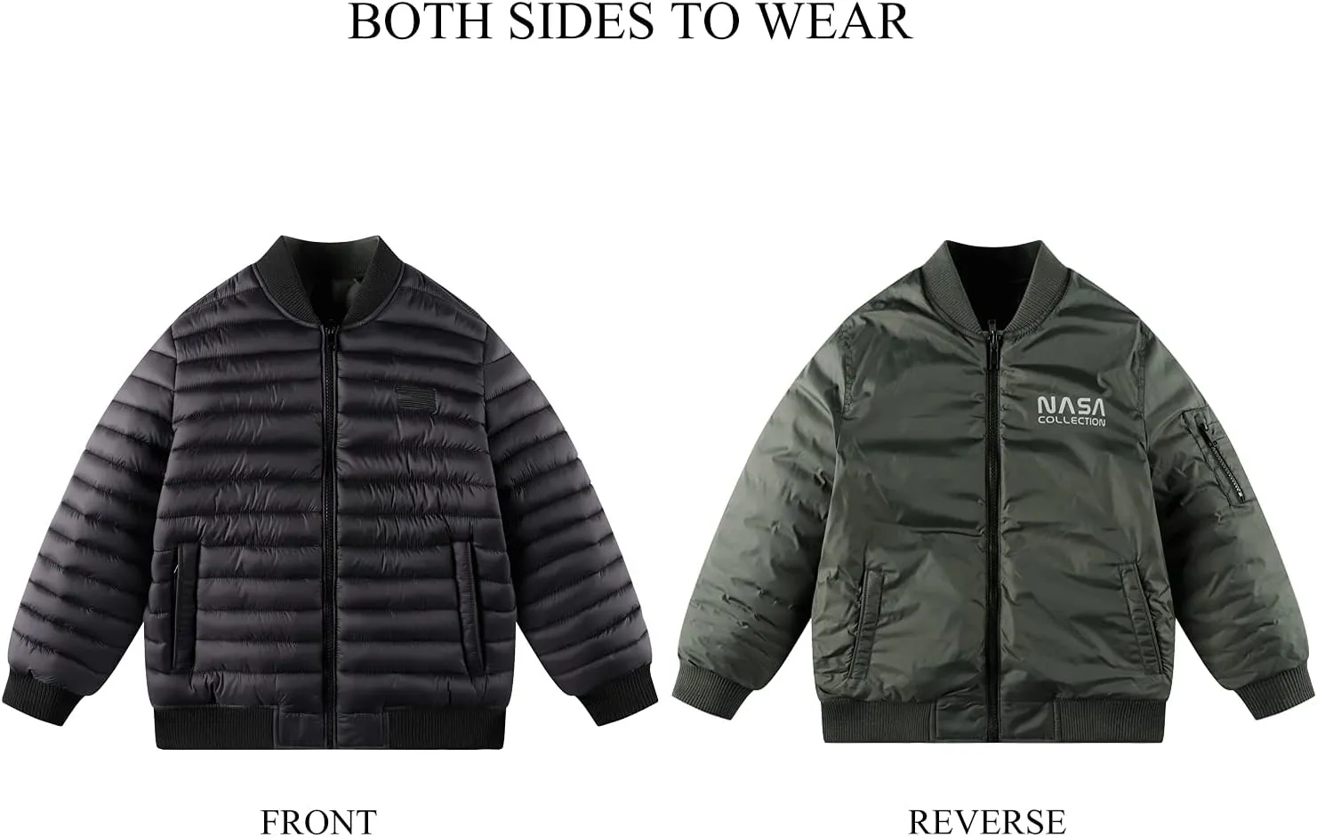 QLZ Boys Down Coat,Puffer Jacket,4-15 Years,Double-sided Wear,Camouflage