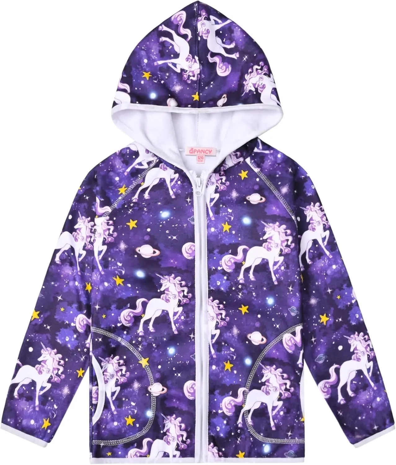 QPANCY Girls Fleece Jackets Zip Up Hoodie Kids Fall Winter Warm Sweatshirts Clothes with Pockets